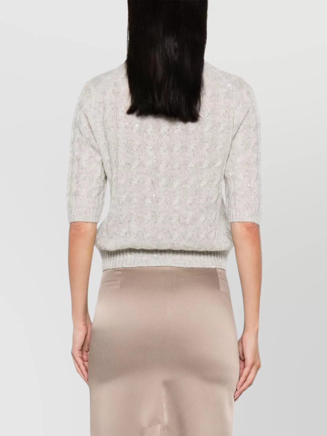 Brunello Cucinelli Cable Knit High Neck Jumper With Sequin Embellishments