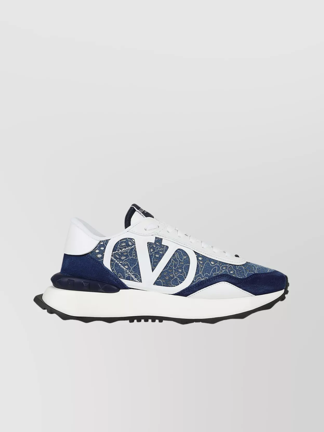 Shop Valentino Panel Textured Lacerunner Sneakers