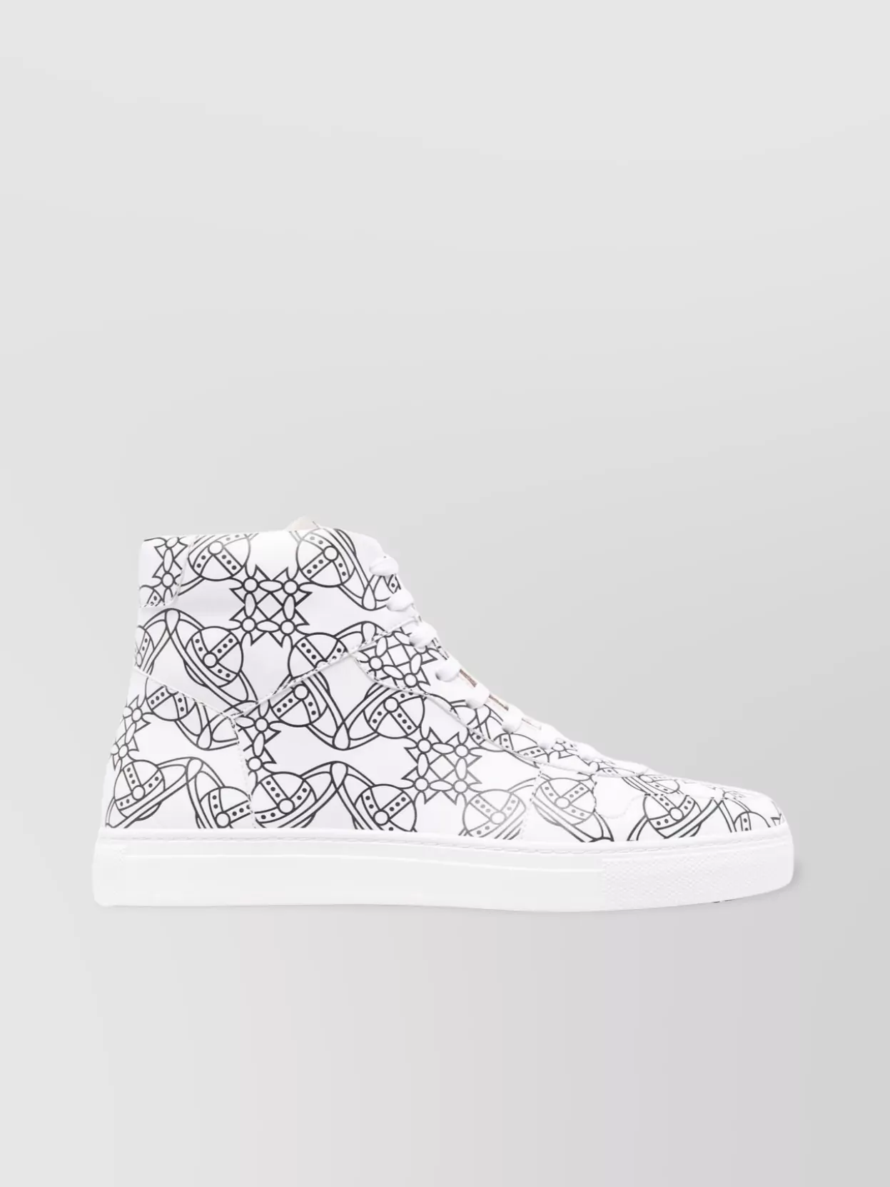 Shop Vivienne Westwood High-top Round Toe Sneakers With Graphic Print In White