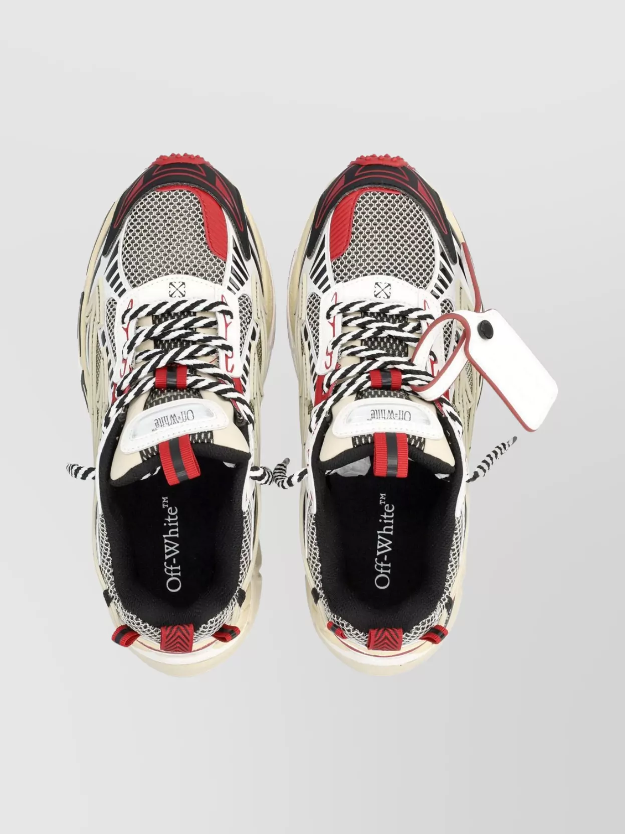 Off-White Sneakers With Mesh Upper And Rubber Sole