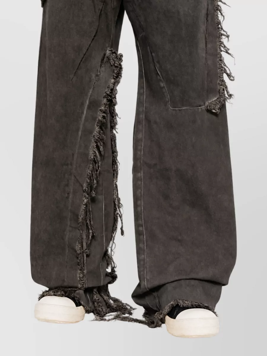 Rick Owens Drkshdw Denim Distressed Wide-Leg Jeans