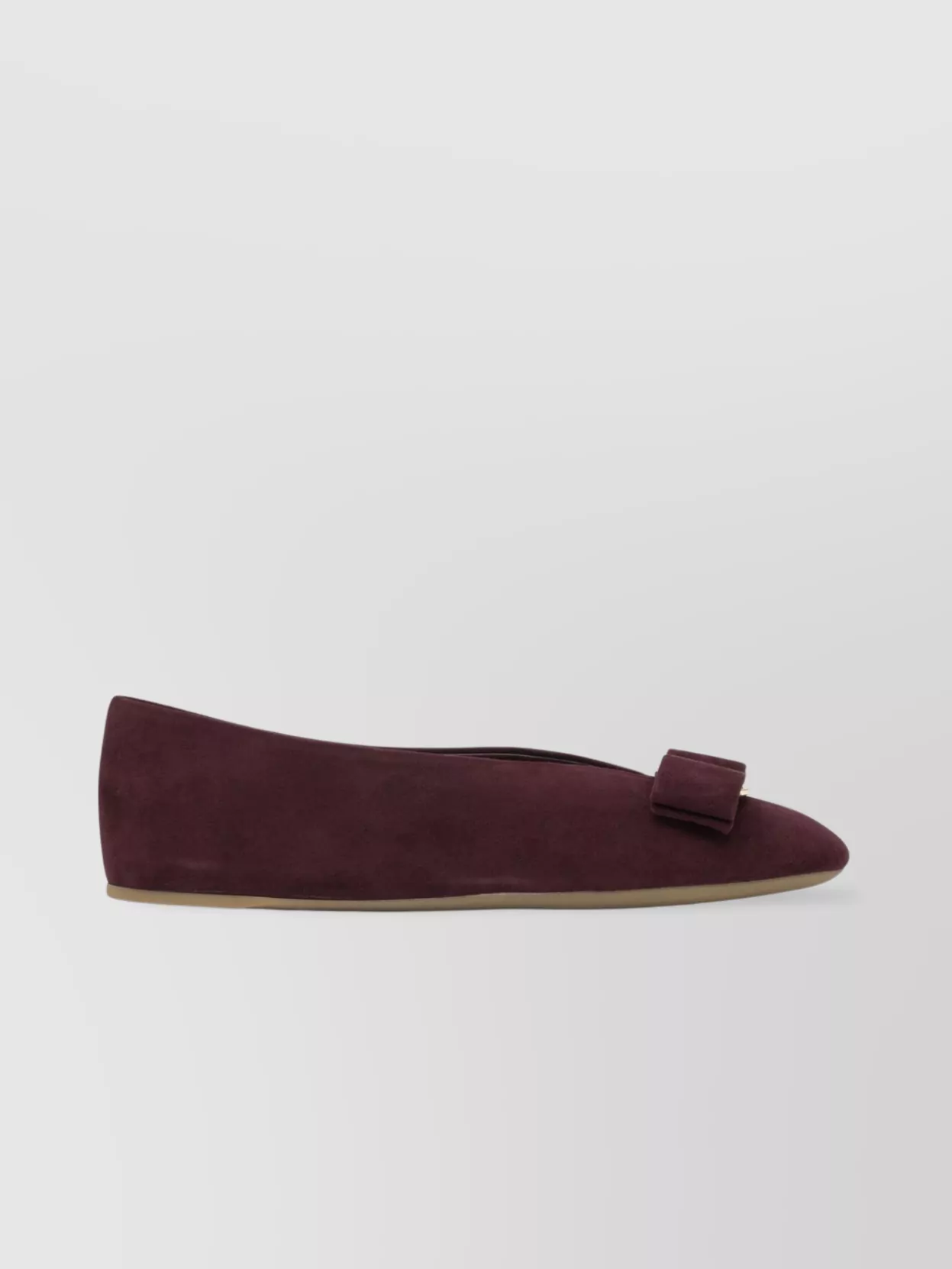 Ferragamo Bow Detail Flat Sole Ballerina Shoes In Burgundy