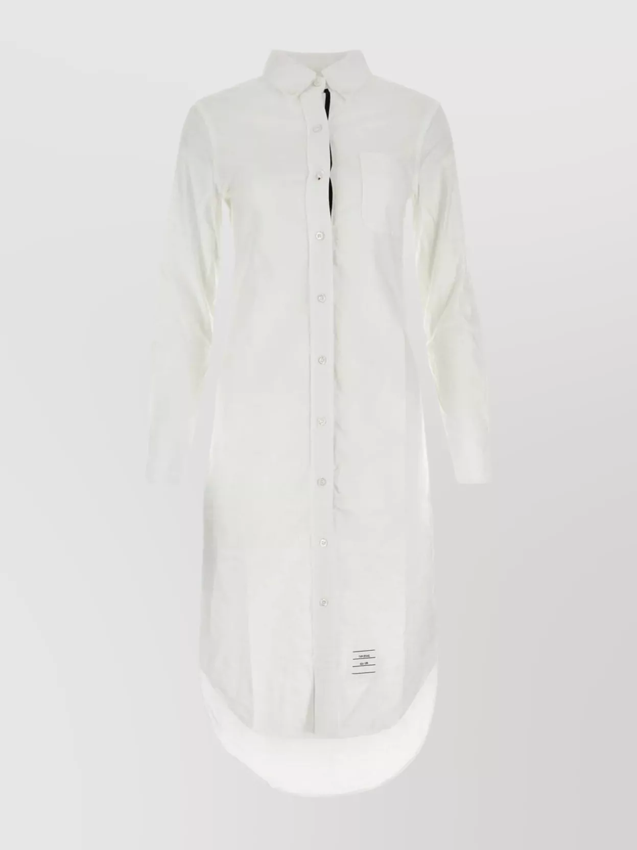 Shop Thom Browne Buttoned Collar Oxford Dress In White