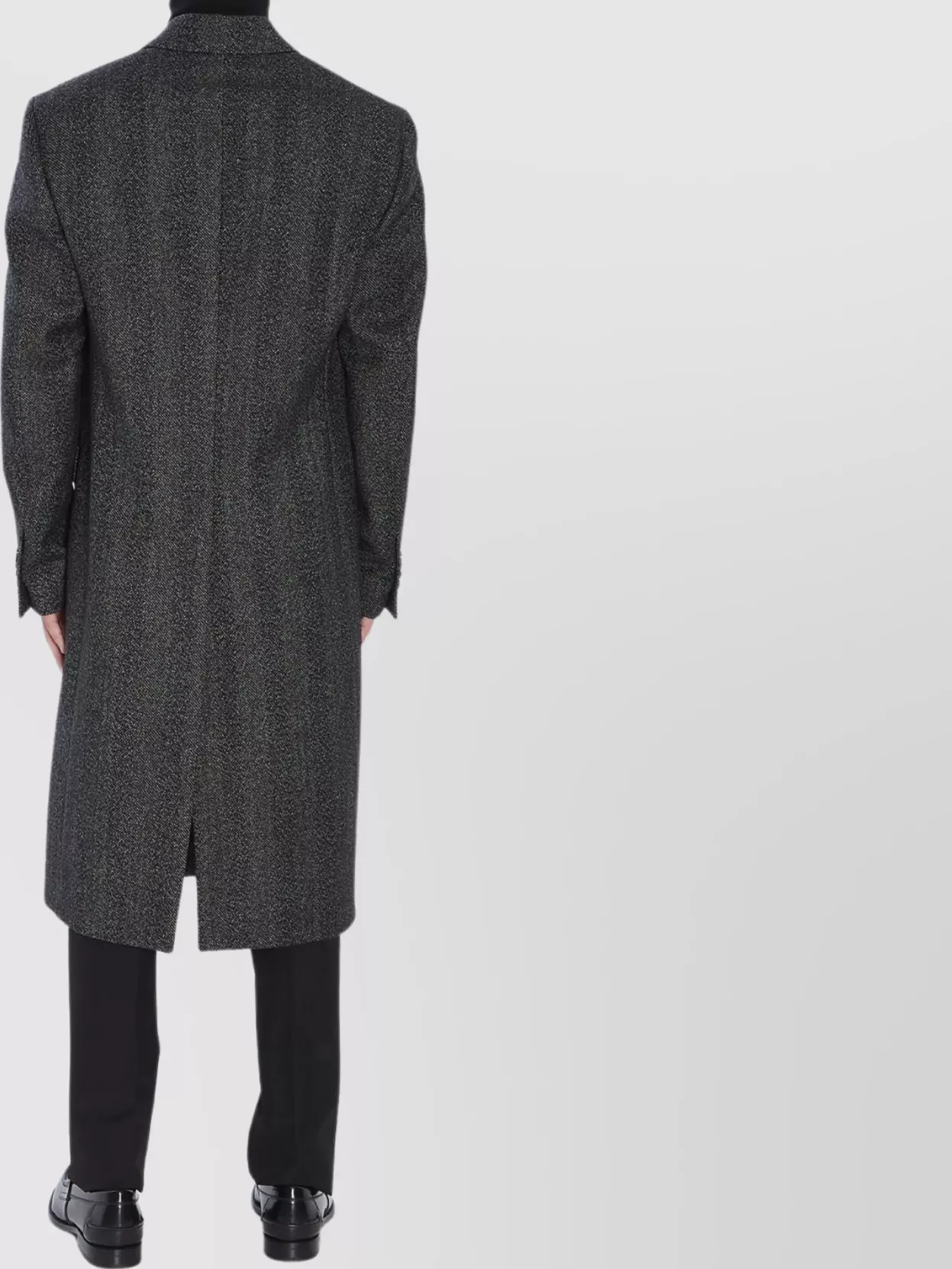 Lardini Double-Breasted Wool Coat Herringbone Pattern