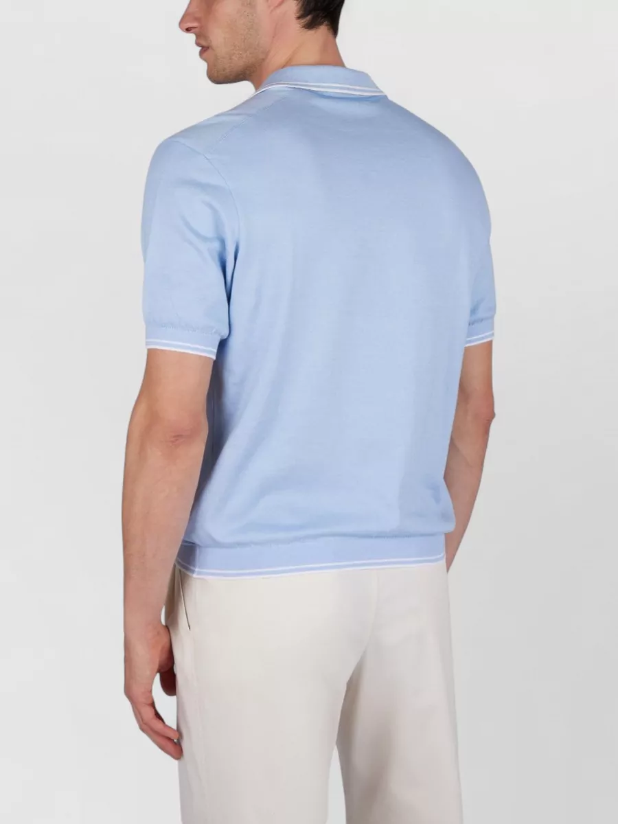 Paul & Shark Polo Shirt Contrast Trim Ribbed Cuffs Hem