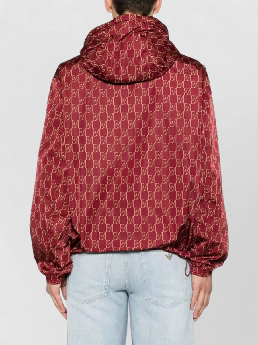 Emporio Armani Hooded Monogram Nylon Raincoat