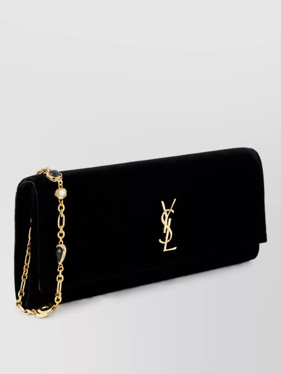 Saint Laurent cassandre velvet clutch bag