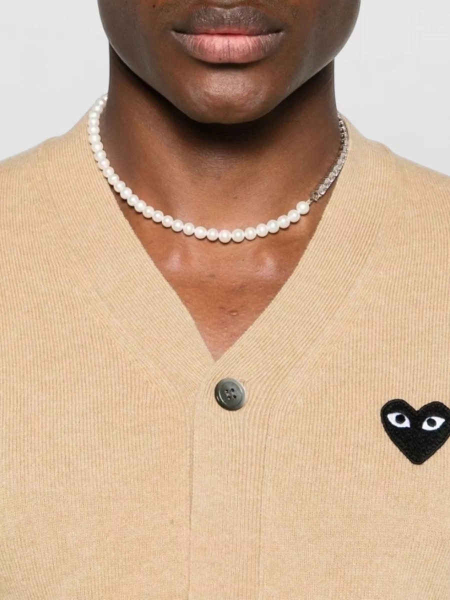 Comme Des Garçons Play Knit Cardigan V Neckline Long Sleeves