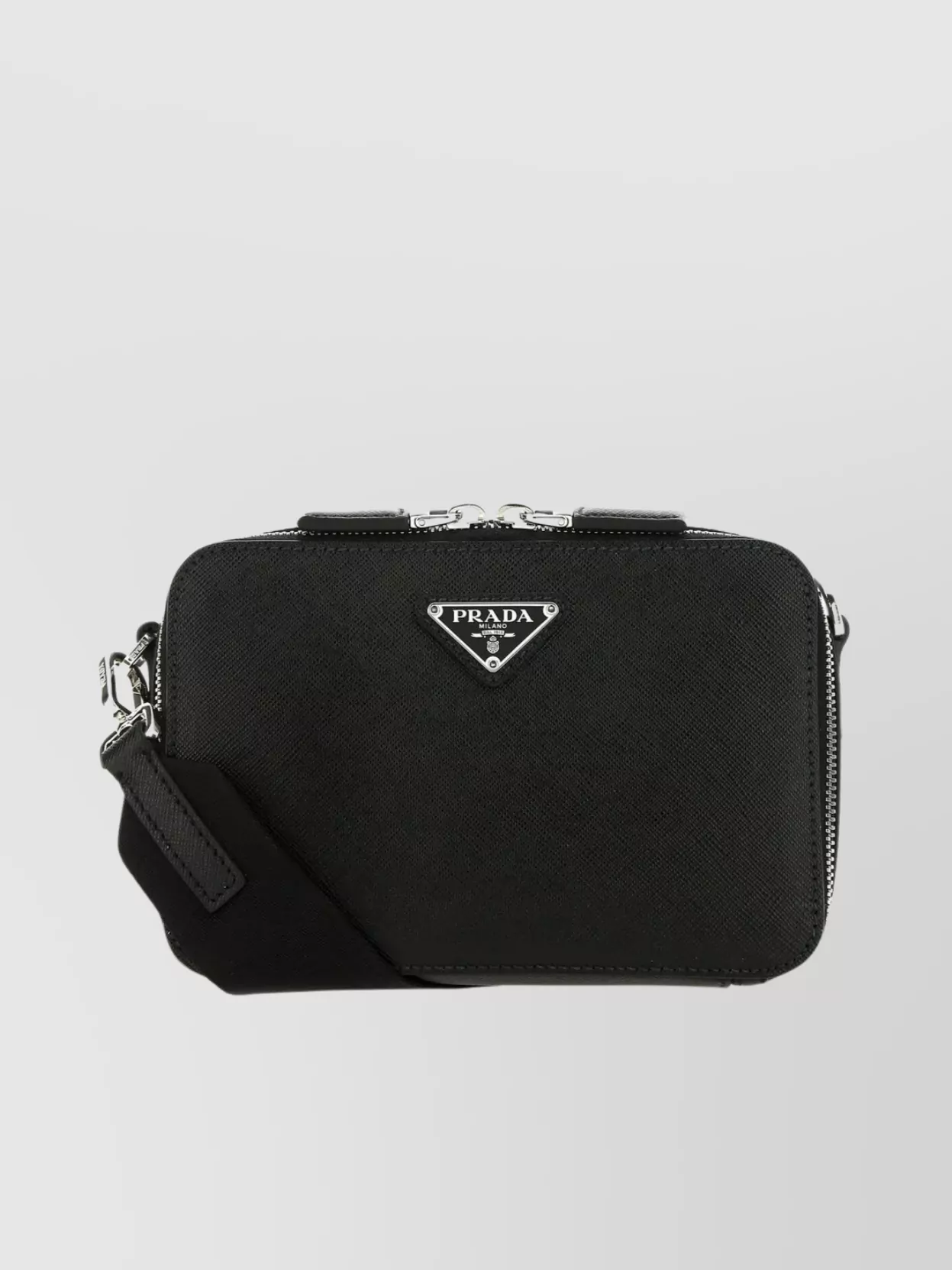 Shop Prada Leather Crossbody Bag With Chain Link Detail