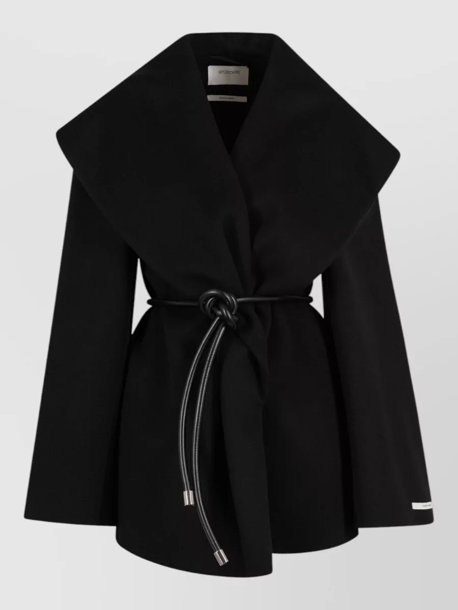 Sportmax virgin wool cape with leather belt