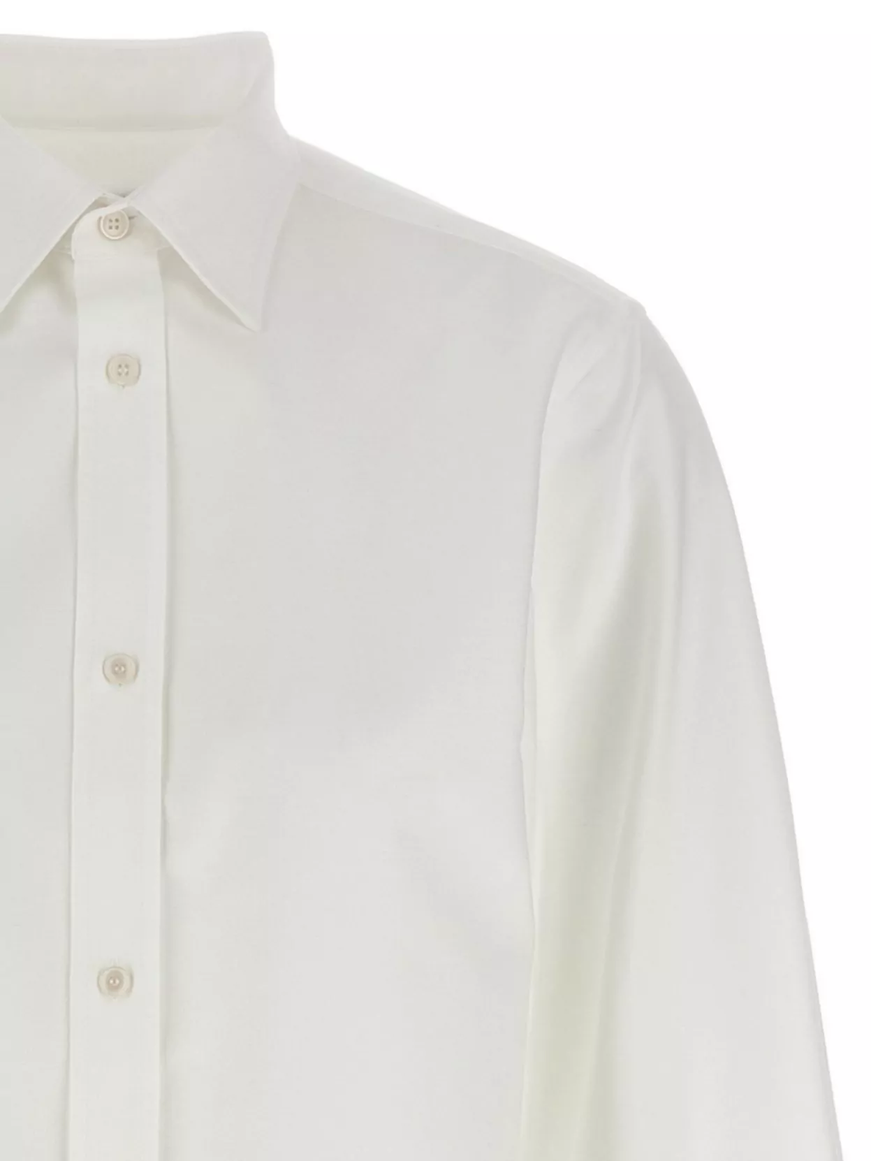 Darkpark Structured Collar Cotton Shirt With Long Sleeves And Side Slits In White