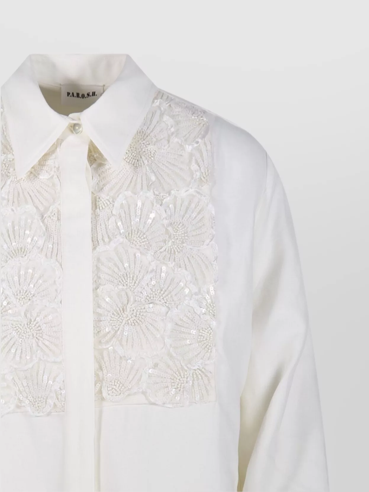 P.a.r.o.s.h Parosh Floral Embroidered White Shirt With Sequins