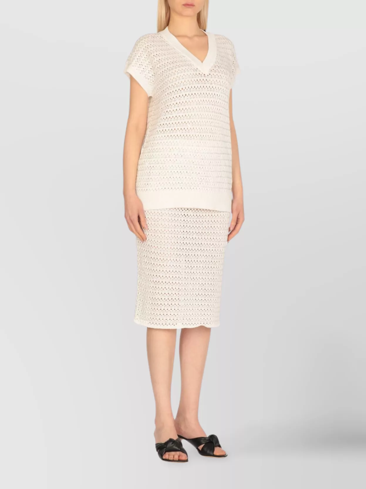 Fabiana Filippi Sequin Embellished Open Knit Crewneck
