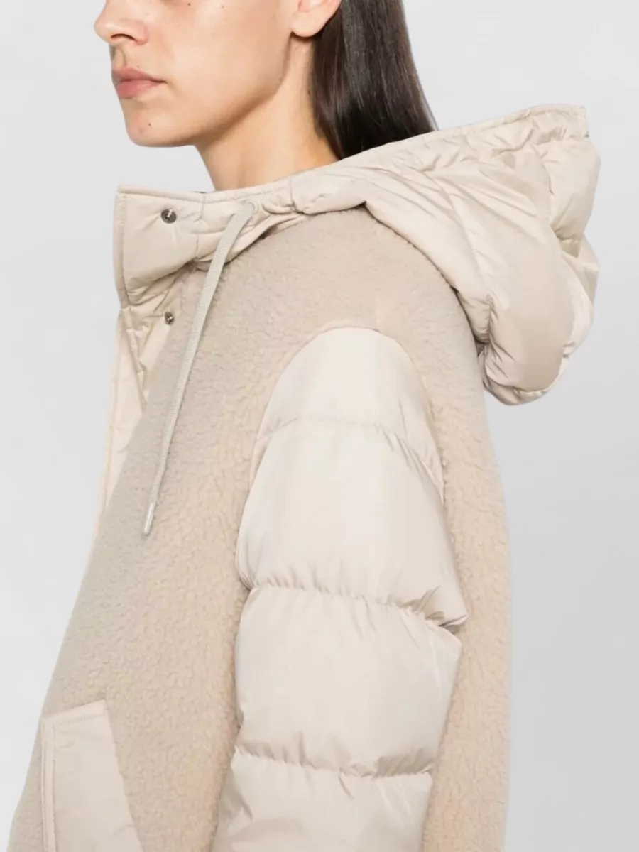 Herno Paneled Quilted Faux Shearling Oversized Coat