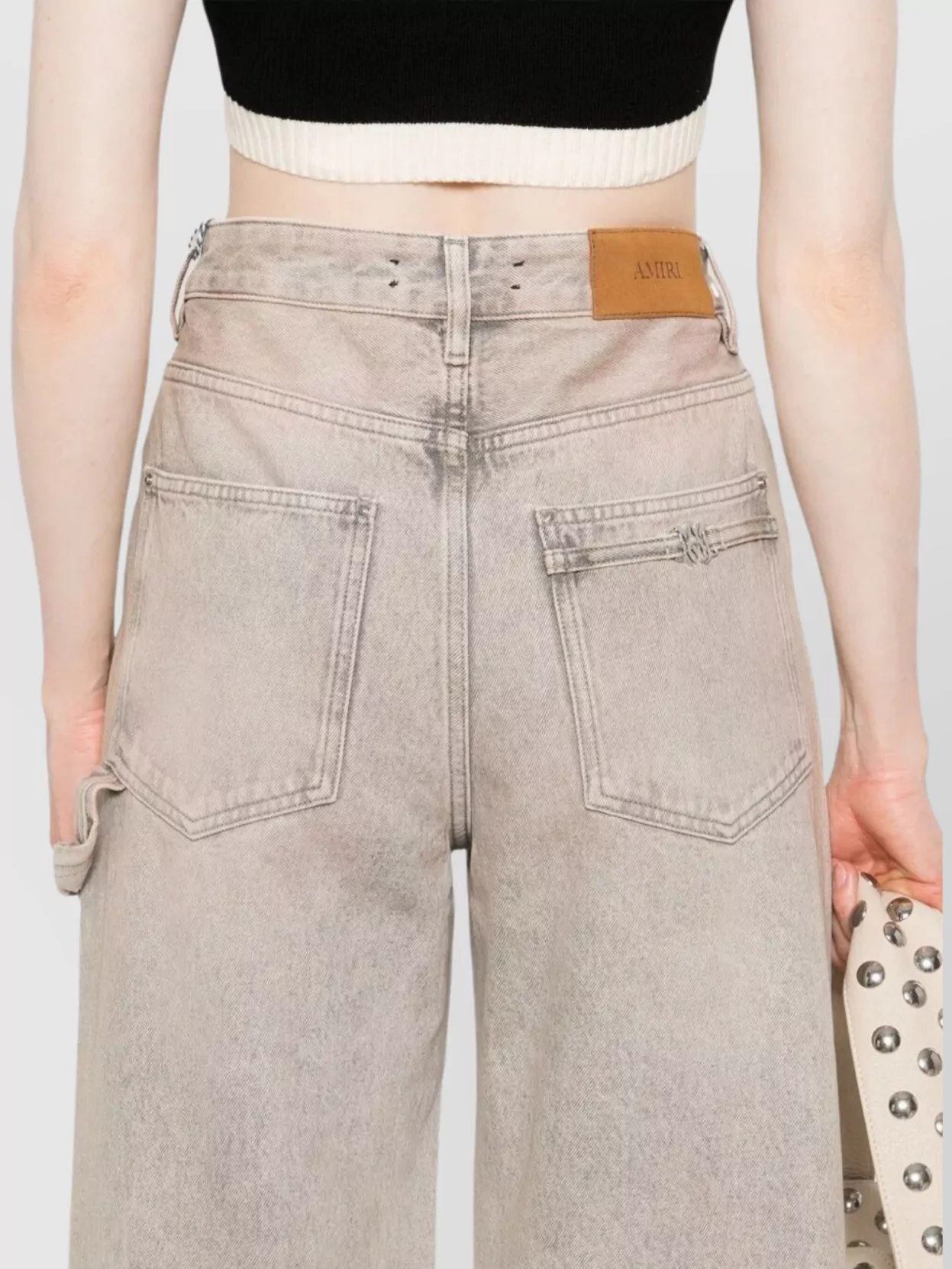 Amiri Wide-Leg Distressed Denim Trousers With Carpenter Style