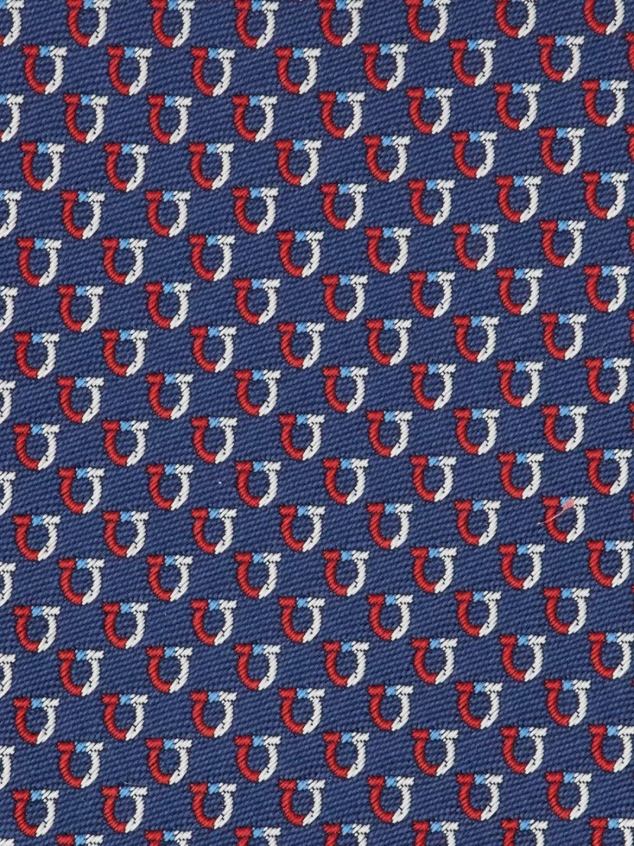 Ferragamo Gancini Jacquard Silk Tie Pointed Tip