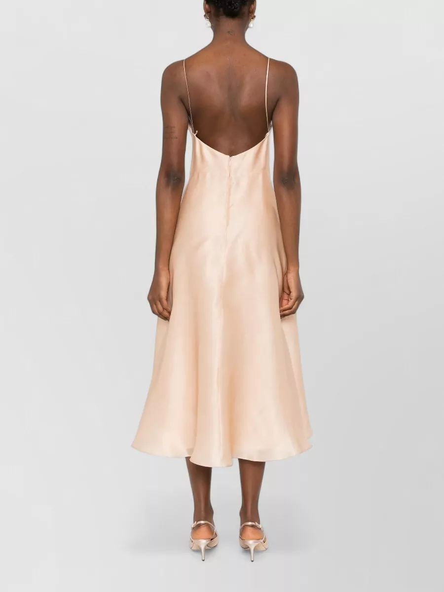 Alberta Ferretti Satin Dress V Neckline Fitted Bodice