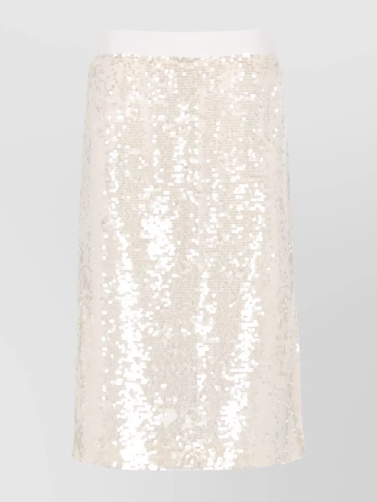 Peserico Midi Skirt With Sequins And Side Vent In Neutral