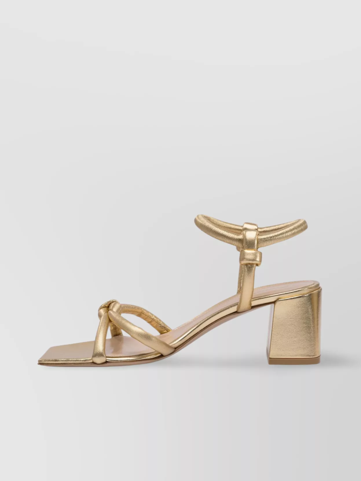Gianvito Rossi Metallic Block Heel Sandals With Knotted Detail
