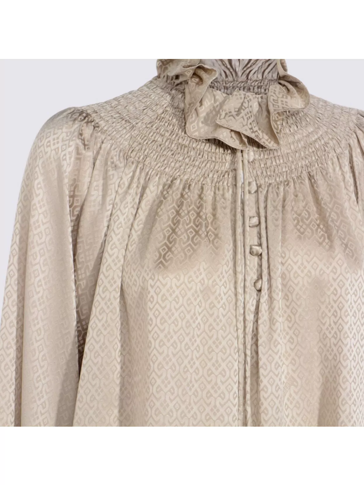 Burberry High Neck Long Sleeve Top With Ruffle