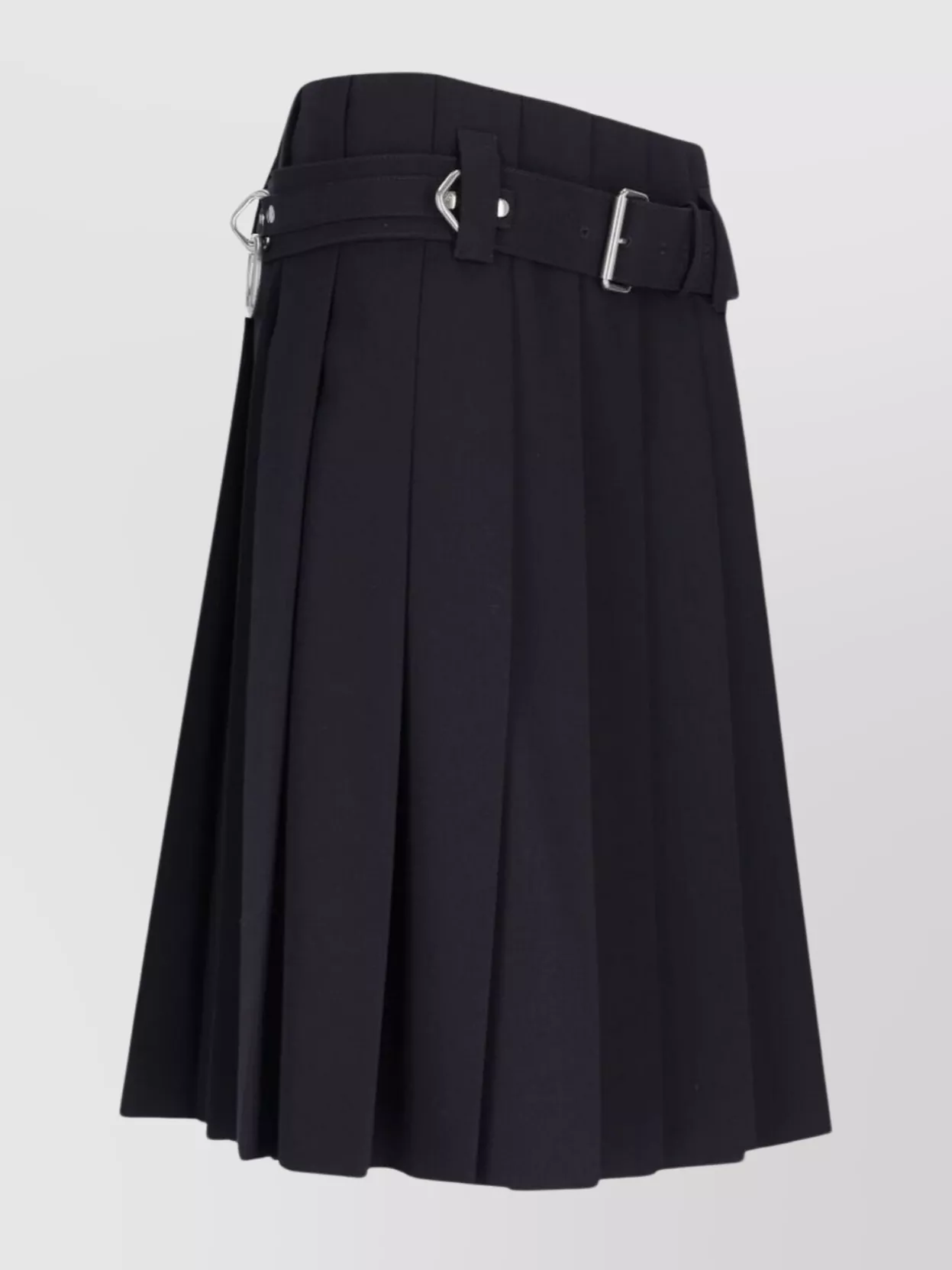 Prada Knee Length A-line Skirt With Belted Waist In Black