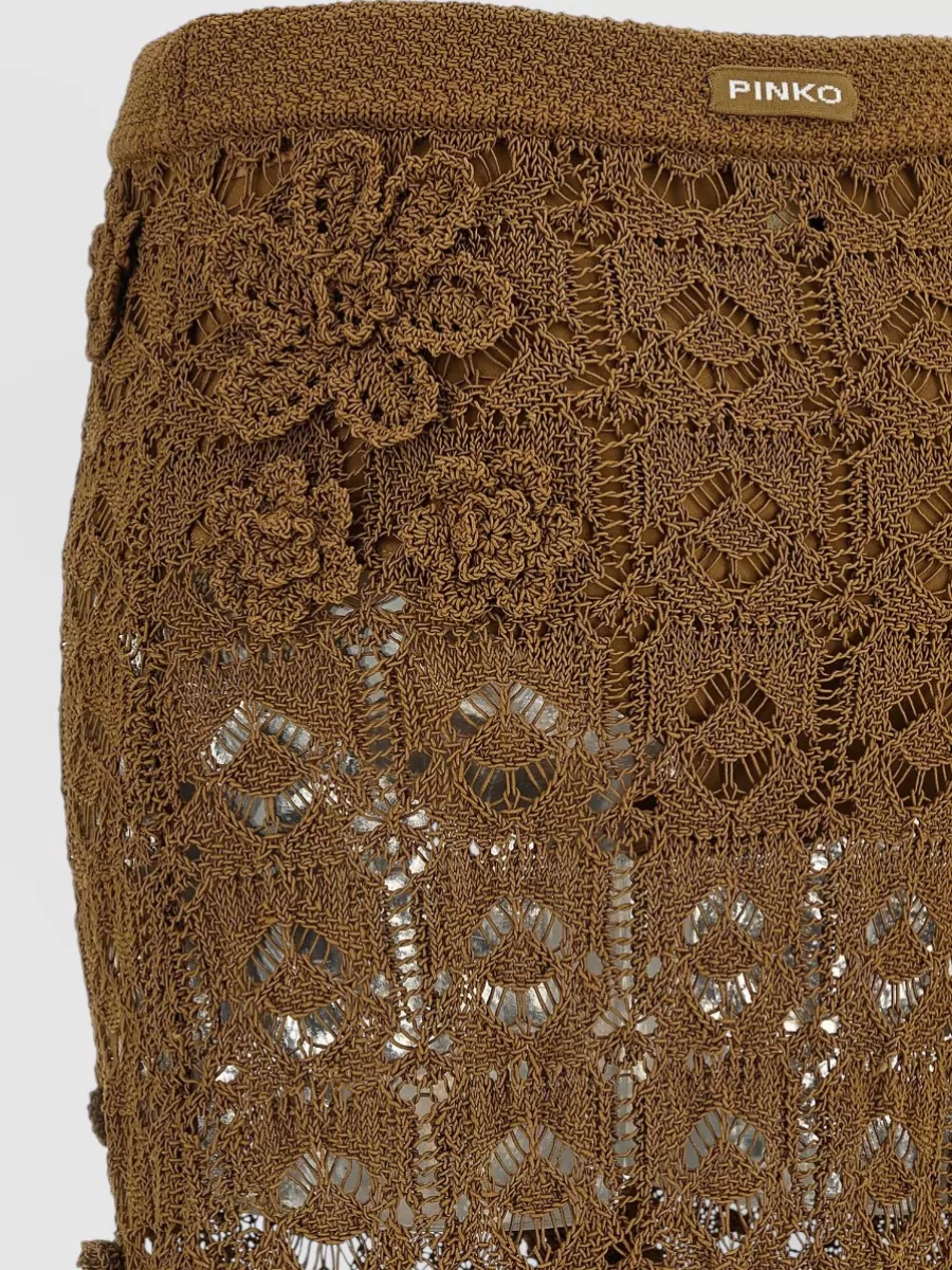 Pinko Crochet High-Rise Flared Midi Skirt