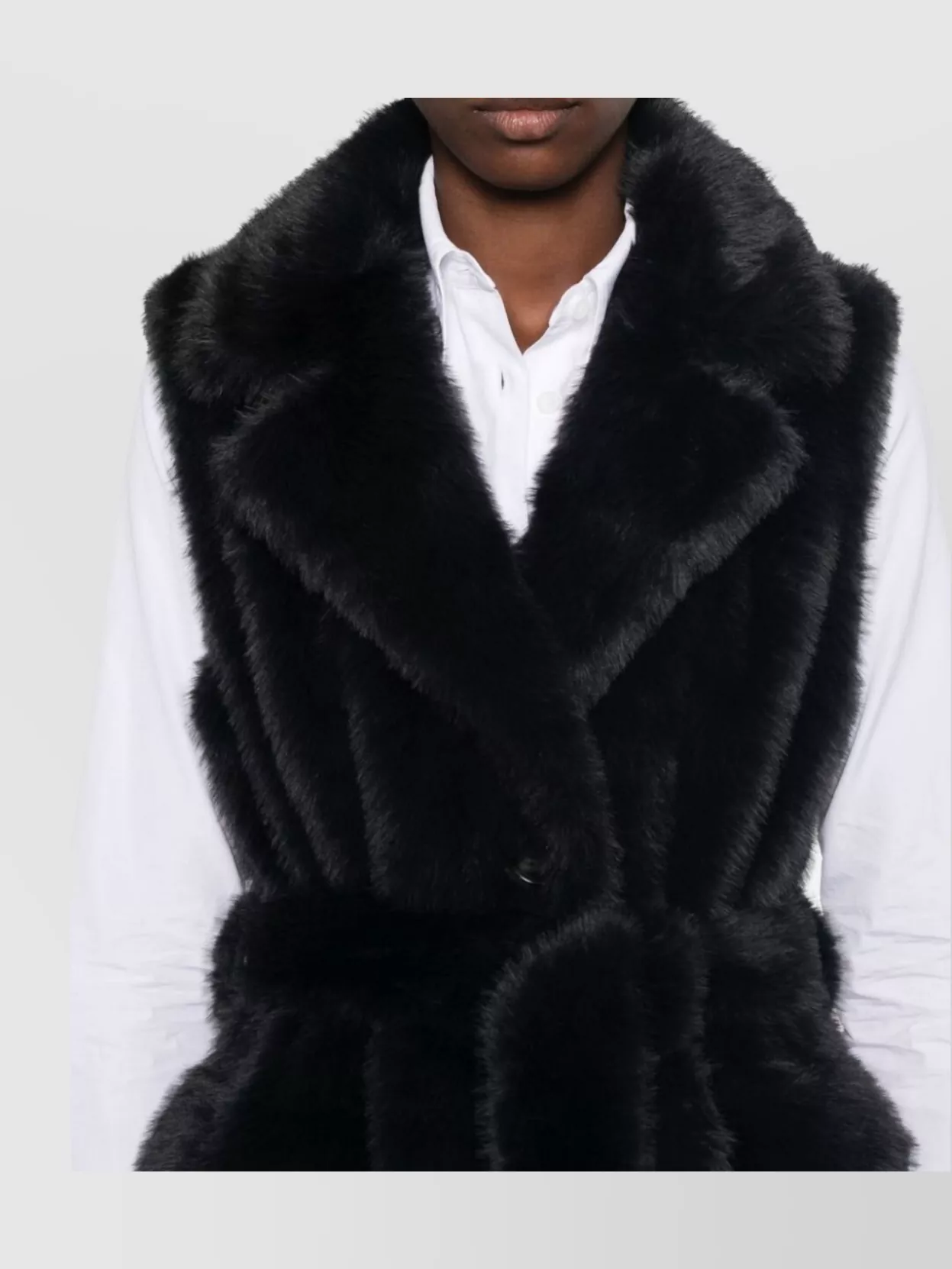 P.a.r.o.s.h Pathos Faux-fur Sleeveless Long Coat In Black