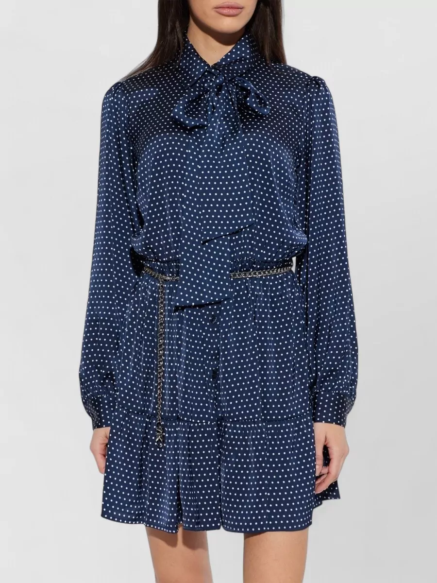 Michael Kors Long-Sleeve Polka-Dot Mini Dress