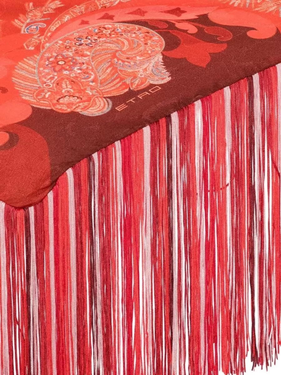Etro Silk Paisley-Print Fringed Scarf