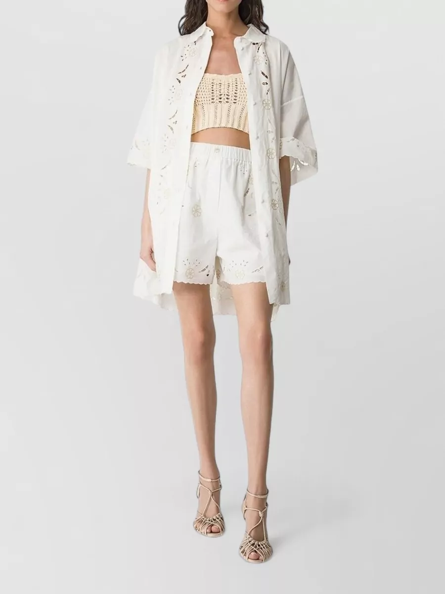 Forte Forte Embroidered Cotton Tailored Shorts