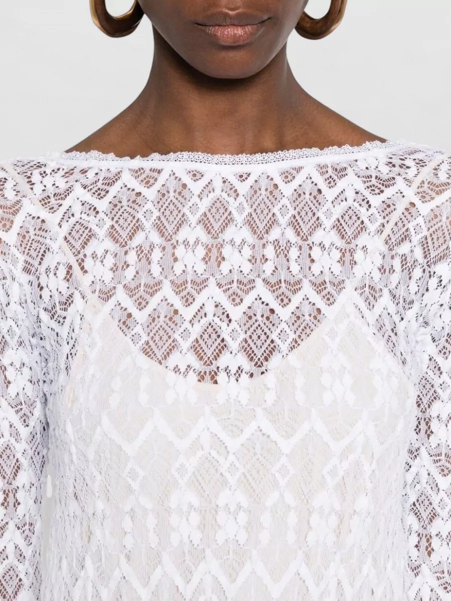 Forte Forte Lace Long-Sleeve V-Back Midi Dress