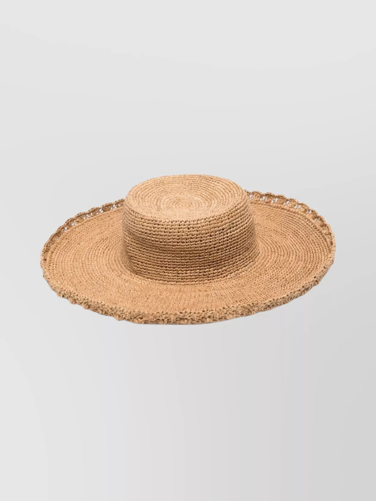 Ibeliv Wide-brimmed Straw Hat Scallop Edge In Brown
