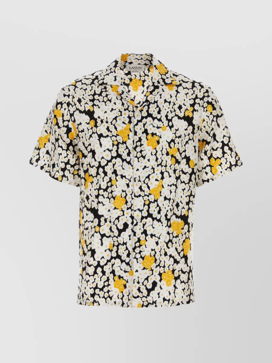 Shop Lanvin Silk Floral Print Satin Shirt In Cream