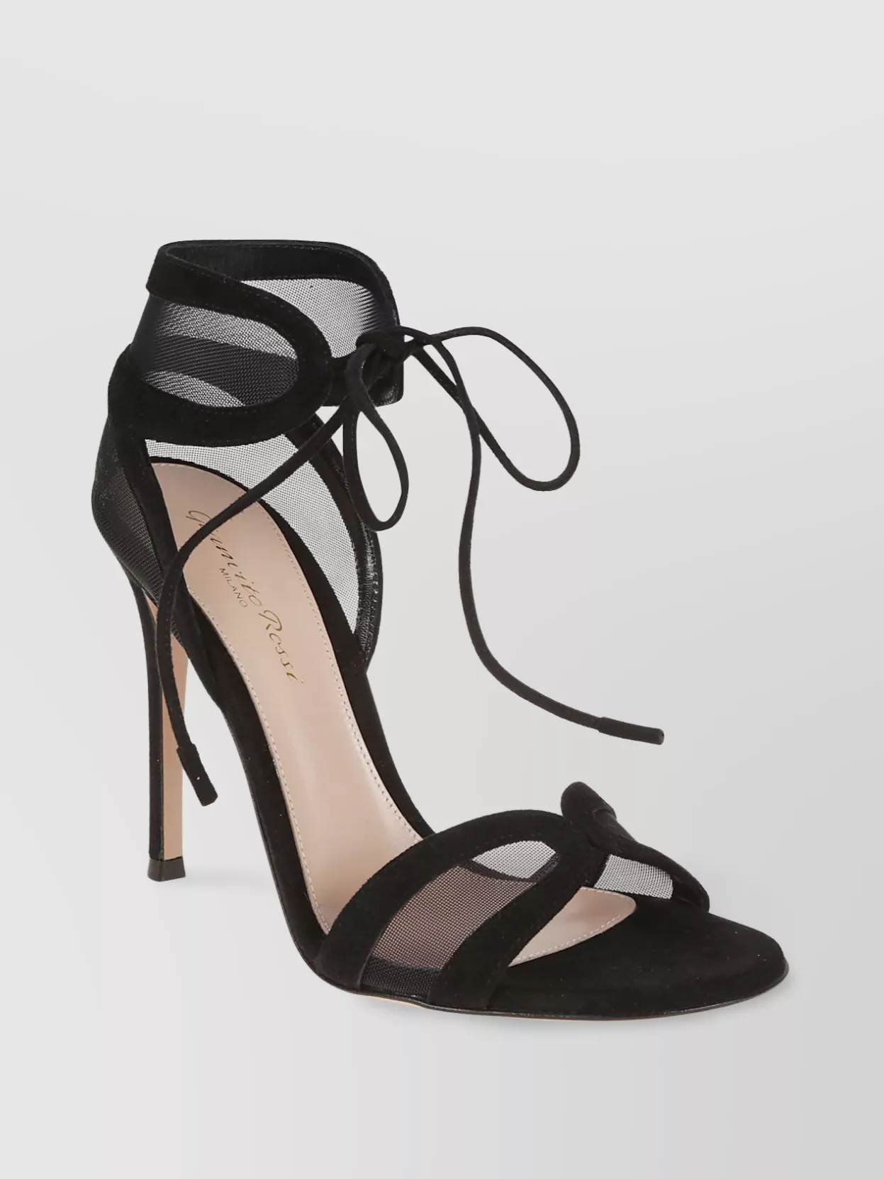 Shop Gianvito Rossi Mesh Panel Stiletto Sandals