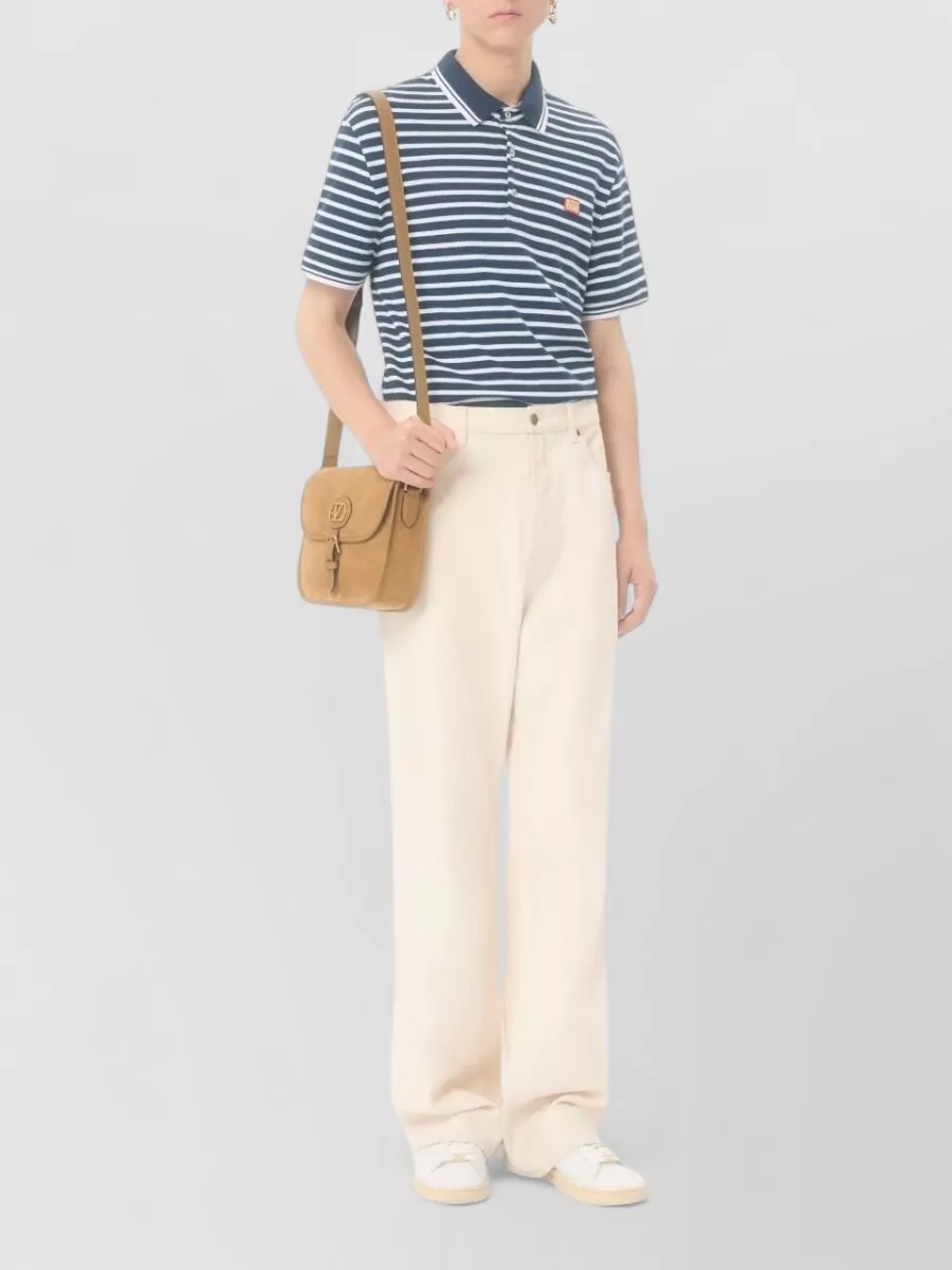 Valentino Vlogo Signature Polo Shirt Striped Pattern