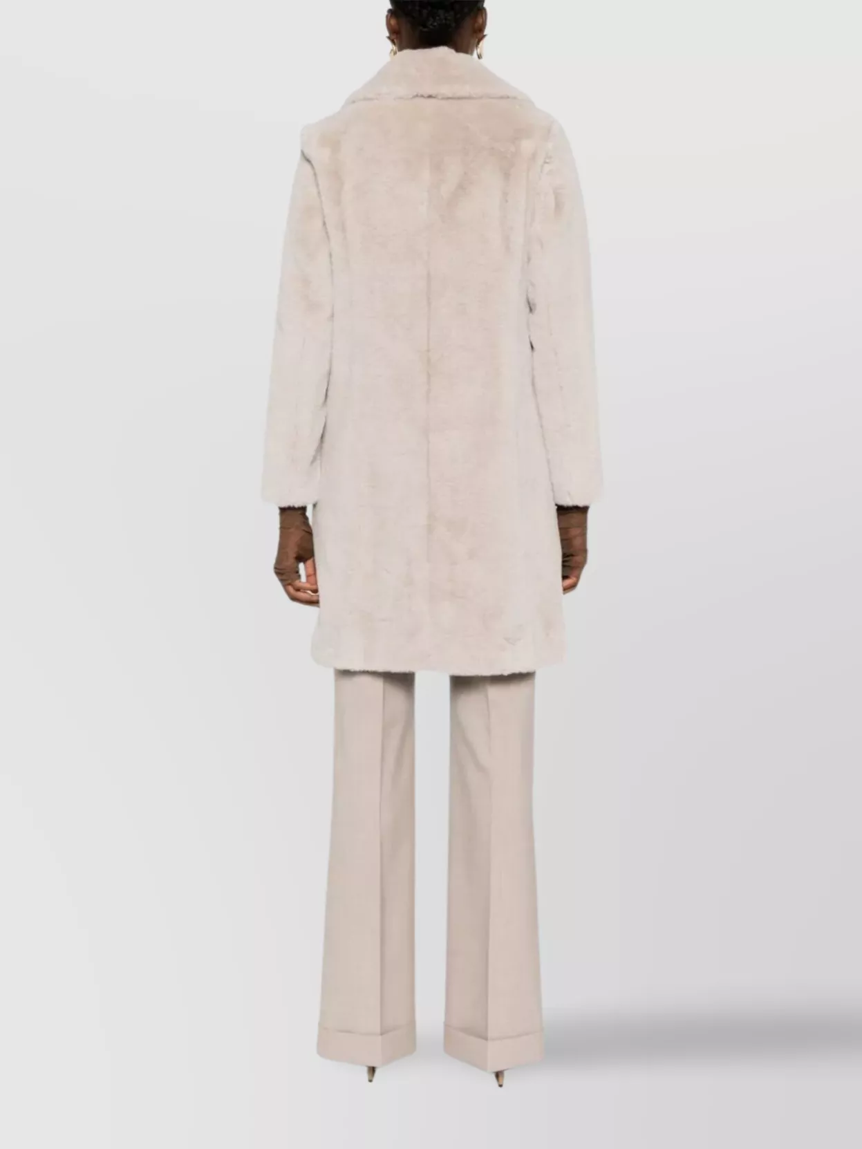 Herno Faux Fur Long Sleeve Coat With Pockets
