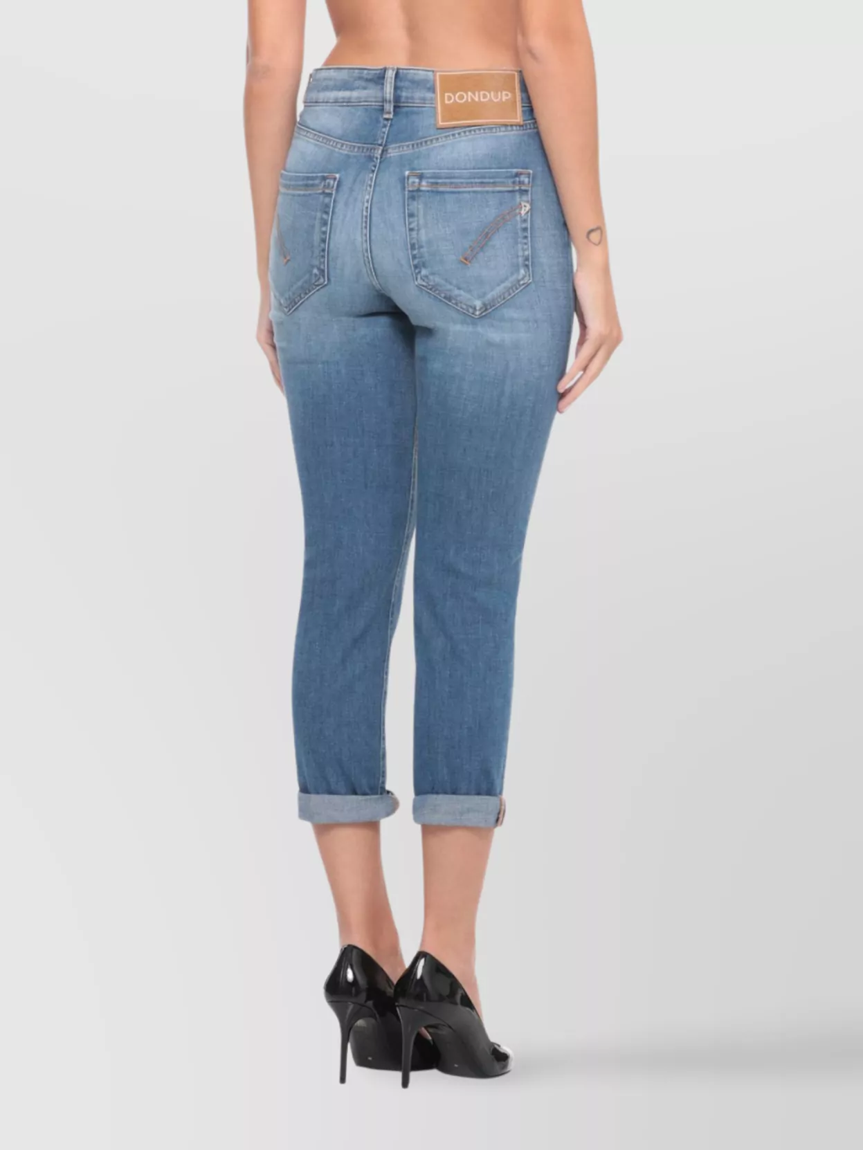 Dondup Straight Leg Denim Trousers With Rolled Cuffs