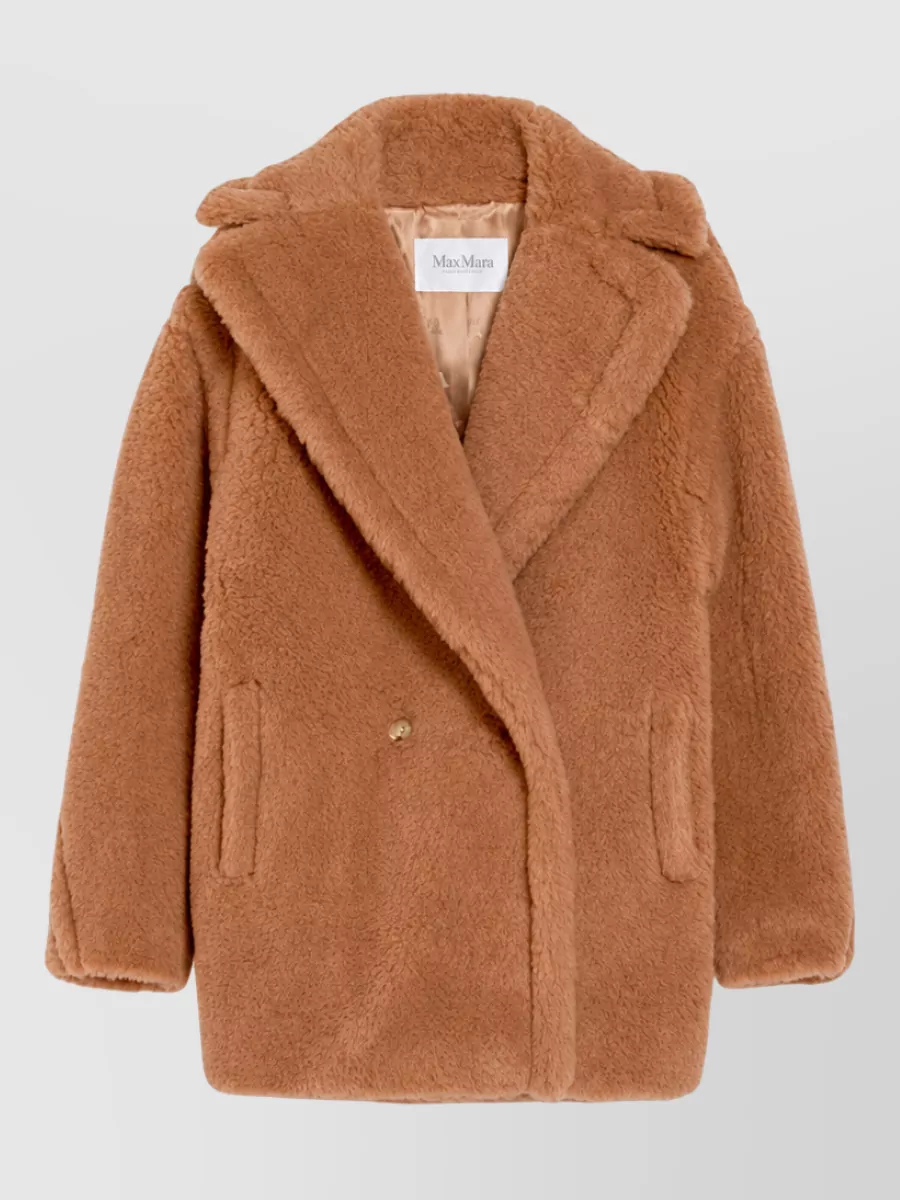 Max Mara camel hair wool-effect double-breasted fitted jacket