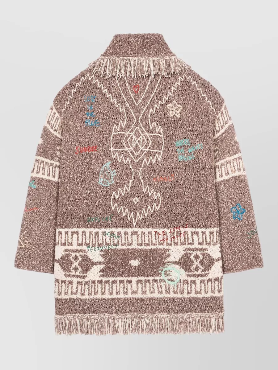 Alanui Ocean Story Belted Long Knit Cardigan