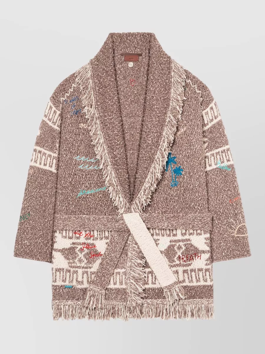 Alanui Ocean Story Belted Long Knit Cardigan