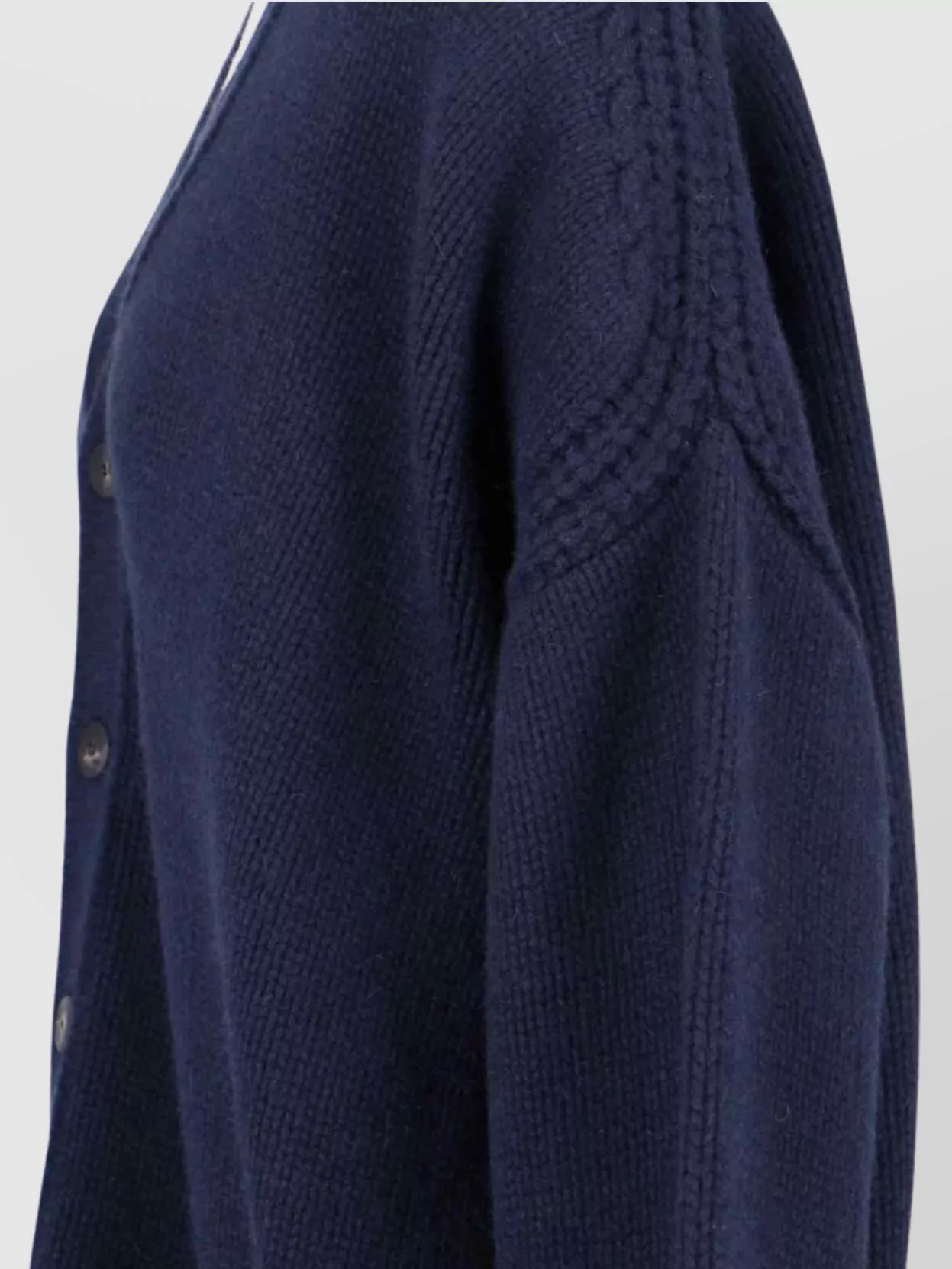 Sa Su Phi V-neck Sweater With Ribbed Cuffs And Cable Knit In Blue