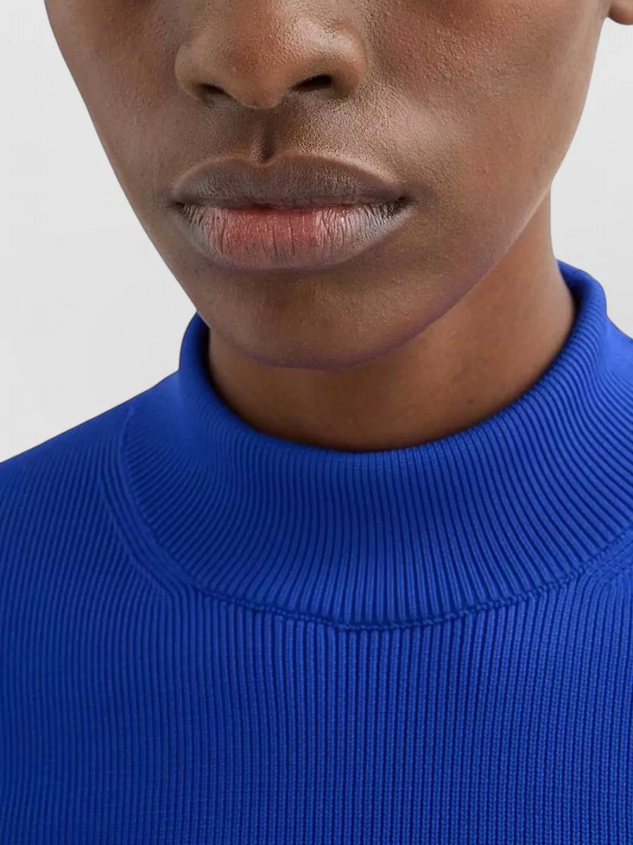 Jil Sander Ribbed Mock Neck Long Sleeve Knitted Top