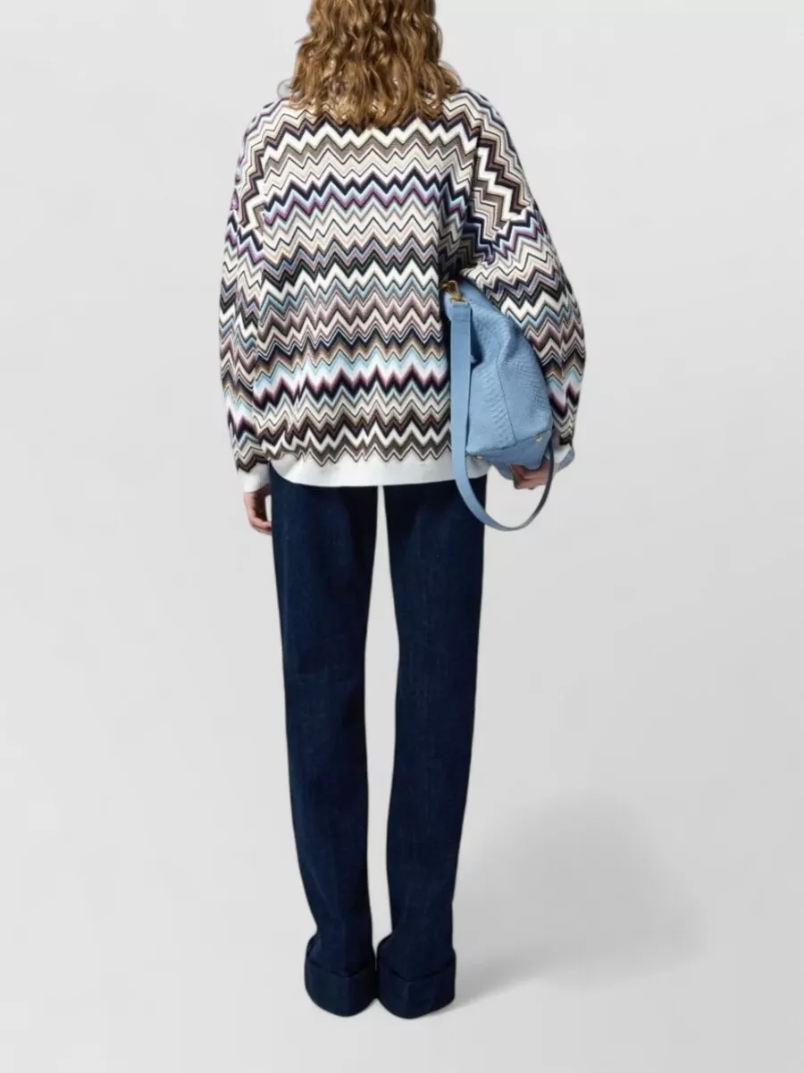 Missoni Zigzag Oversized V-Neck Long-Sleeve Polo Jumper