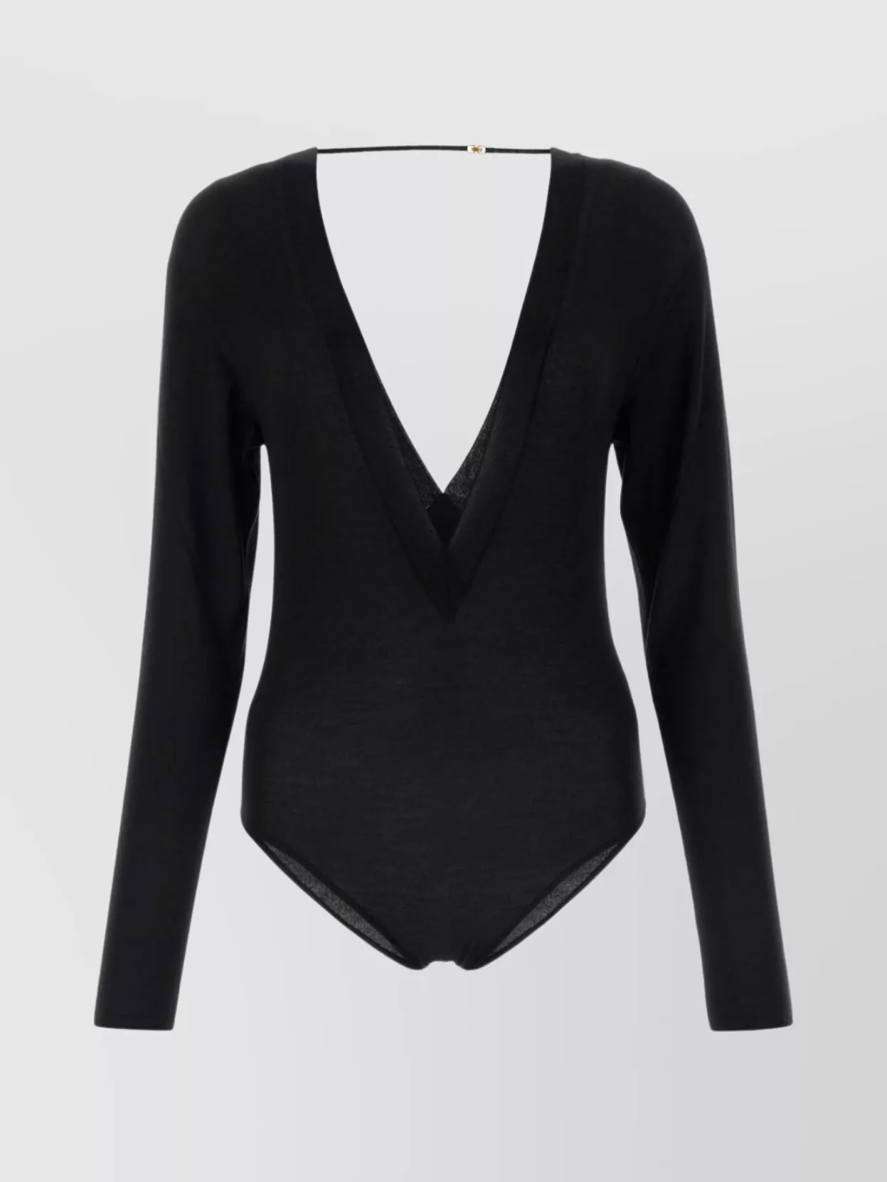 Shop Saint Laurent Wool Blend Bodysuit With Long Sleeves And V-neckline