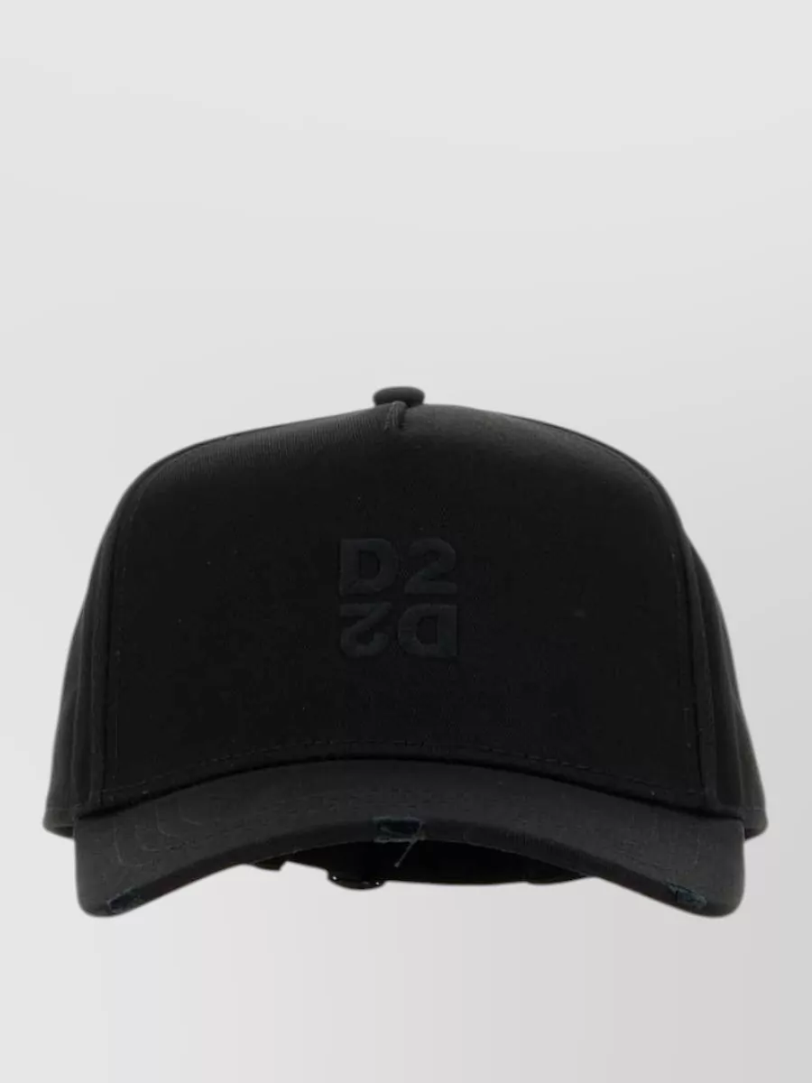 Dsquared2 Cotton Baseball Cap Curved Brim Design In Black
