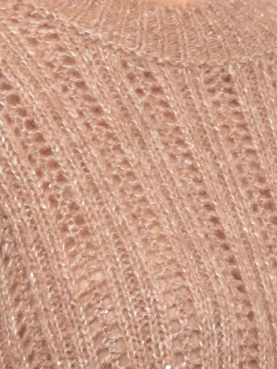 Peserico Alpaca-Blend Perforated Sequin Crewneck Sweater