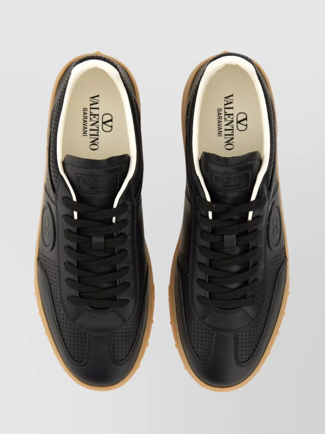Valentino Garavani Perforated Round Toe Rubber Sole Sneaker