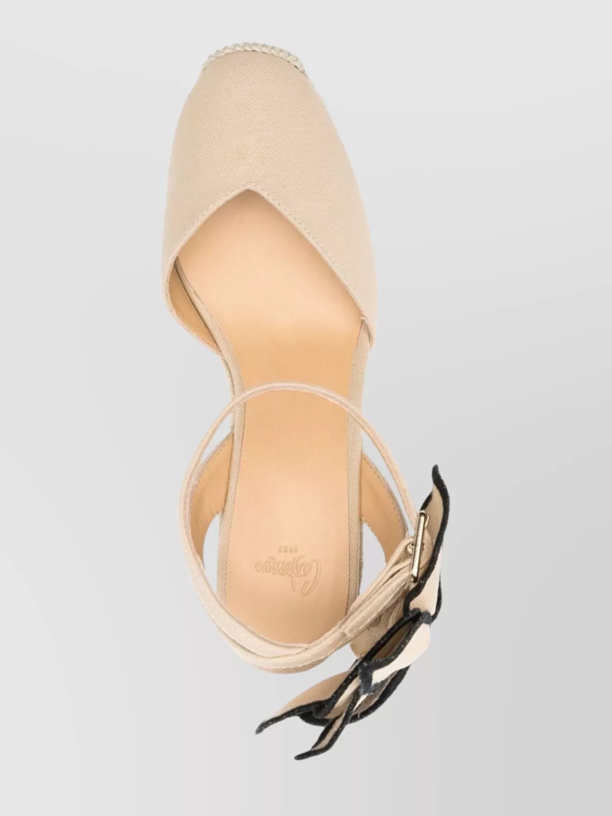 Shop Castaã±er Floral Detail Cotton Wedge Espadrilles