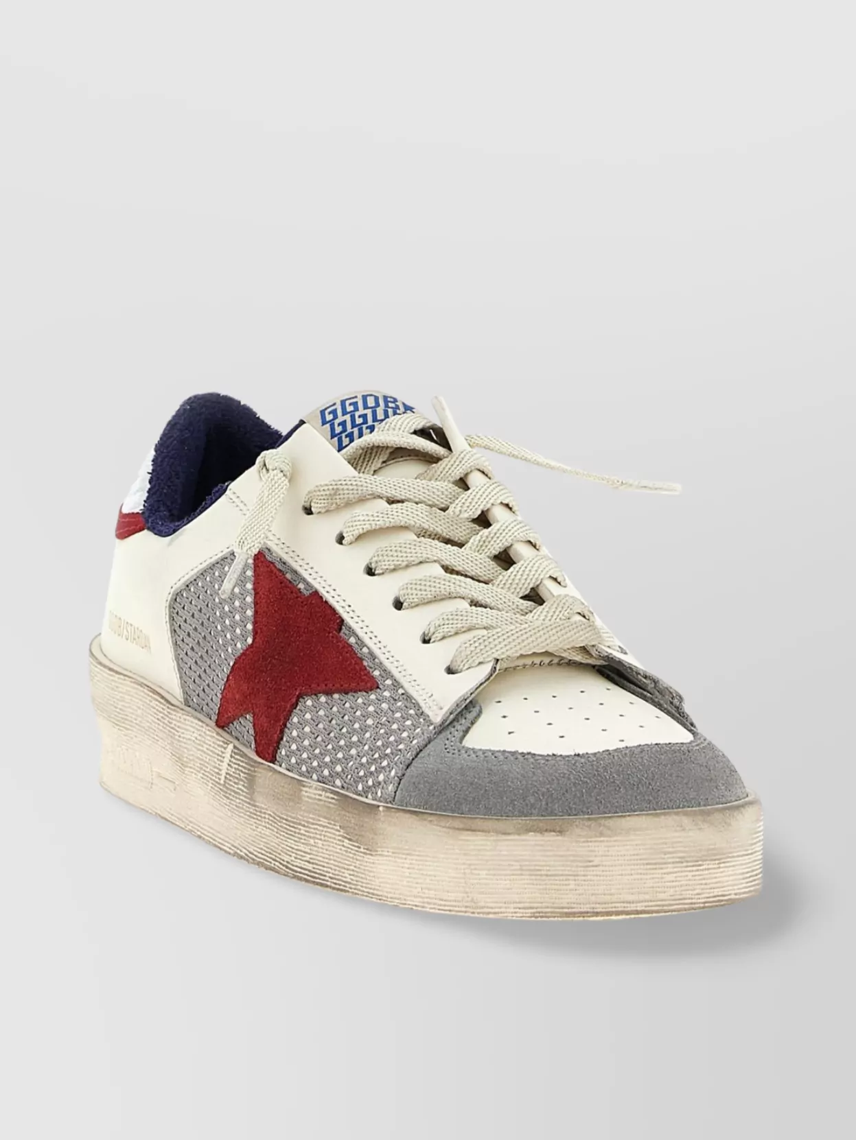 Golden Goose Stardan Leather And Net Upper Suede Toe And Star Laminated Heel Sneakers White In Multi