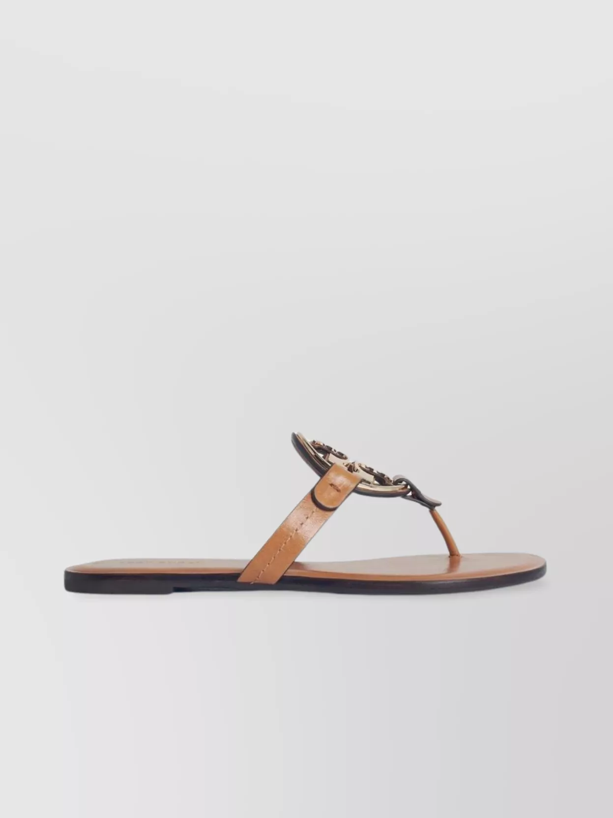 Tory Burch Leather Sandals With Metal Embellishment And T-bar Strap